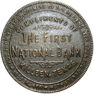 Pre 1933 Killeen Texas Good Luck Swastika Token First National Bank
