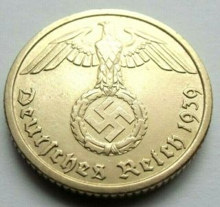 (257) German 3rd Reich 1939 E - 10 Reichspfennig Wwii Coin