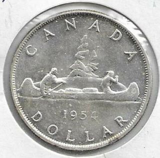 1954 Canadian Silver $1 Dollar Coin