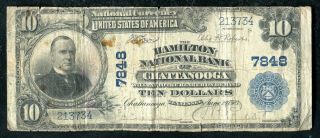 1902 $10 The Hamilton Nb Of Chattanooga,  Tn National Currency Ch.  7848