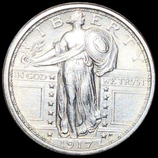 1917 Type 1 Standing Quarter Perfect Uncirculated Liberty Silver Philly Coin Nr