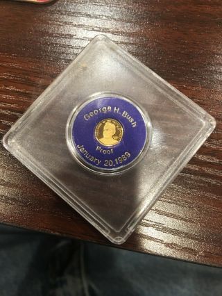 January 20 1989 George H Bush Proof 24k Gold Coin