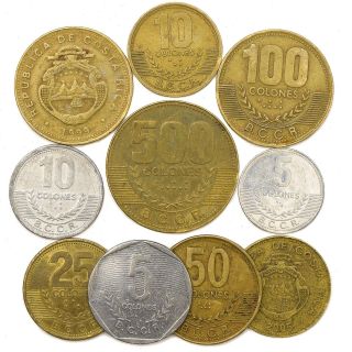 Coins From Republic Of Costa Rica In Central America.  Old Collectible Coins