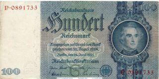 4 x Germany Reichsbanknote 10 up to 100 Mark Notes 3.  Reich,  vintage paper Money 2