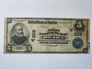1902 Omaha Blue Seal $5 Five Dollar Large Bill Us Currency Series W209