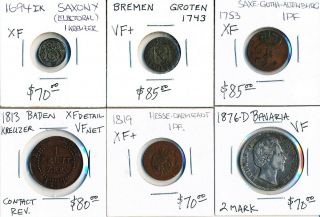 6 Old German State Coins Cat Value $460 See Hi - Res Scans No Rsrv