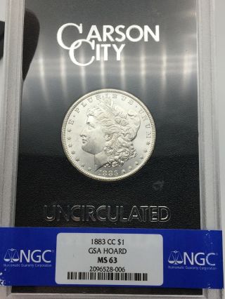 1883 - Cc Ngc Ms63 Gsa Morgan Silver Dollar Blast White With Box/coa