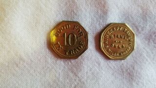 2 Old Trade Token Coin Aircraft Tavern Miami,  Oklahoma