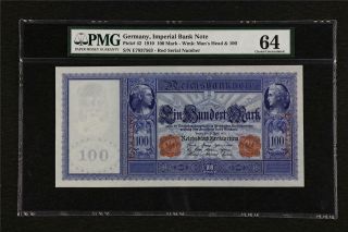 1910 Germany Imperial Bank Note 100 Mark Pick 42 Pmg 64 Choice Unc