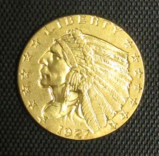1927 Gold $2 1/2 Quarter Eagle Indian Head Bu