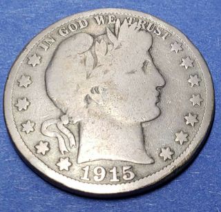 1915 S Barber Half Dollar Silver 50 Cents Circulated