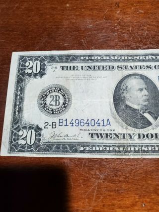 1914 20 dollar federal reserve note York 2