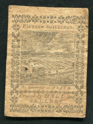 PA - 168 OCTOBER 1,  1773 15s FIFTEEN SHILLINGS PENNSYLVANIA COLONIAL CURRENCY NOTE 2