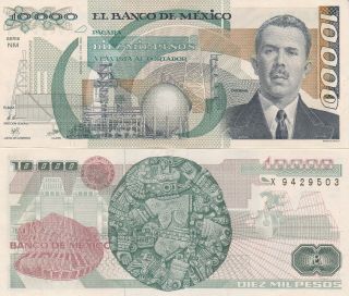 Mexico: 10,  000 Pesos Cardenas 1 Feb 1988 El Banco De Mexico Unc.