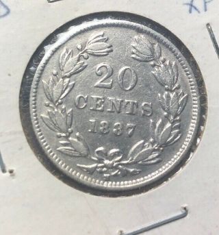 1887 Nicaragua 20 Centavos Silver Coin Km 7