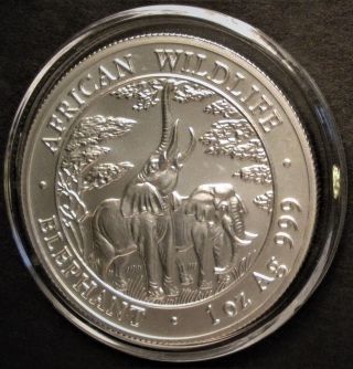 2003 Silver Zambia African Wildlife Elephant 1 Oz.  999 Silver 5000 Kwacha Coin