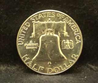 1962 - D United States silver 50 cents,  Franklin half,  white UNC,  KM - 199 2