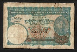 25 Cents From British Malaya 1940