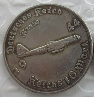 Coins 1944 Hitler / Germany 10 Reichsmark Exonumia Coin 12