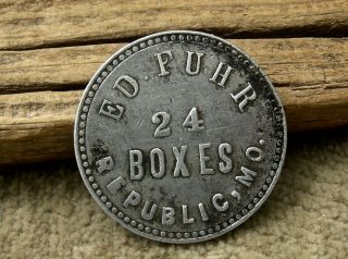 Ca 1900s Republic Missouri Mo.  (greene & Christian Co) " Ed Fuhr 24 Boxes " Token