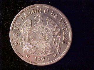 Guatemala 1894 Counterstamp On Chile One Peso 1877
