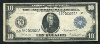 Fr.  910 1914 $10 Ten Dollars Frn Federal Reserve Note York,  Ny Very Fine,