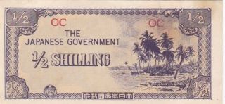 1942 Oceania 1/2 Shilling Note,  Pick 1a