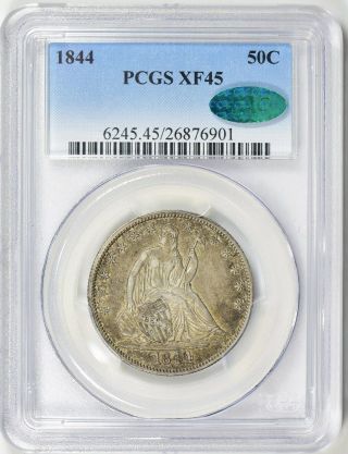 1844 Seated Liberty Half Dollar Pcgs Xf 45,  Cac Approved Toned
