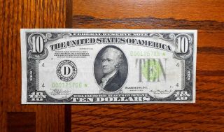 1934 $10 Federal Reserve Note ⭐ Light Green Star