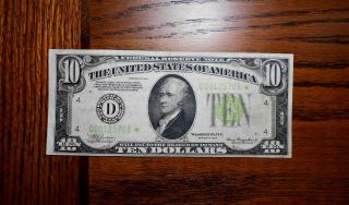 1934 $10 Federal Reserve Note ⭐ Light Green Star 3