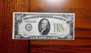 1934 $10 Federal Reserve Note ⭐ Light Green Star 5