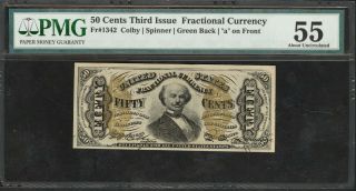 Fr.  1342,  50 Cents Third Issue Fractional Currency – Pmg About Unc 55