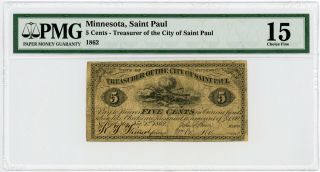 1862 5c The Treasurer Of The City Of Saint Paul,  Minnesota Note - Pmg Ch.  F 15