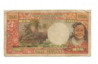 Bank Of Tahiti 1000 Francs 1983 Vg
