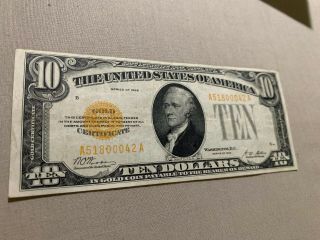 Crisp And Clear 1928 $10 Ten Dollars Gold Certificate Currency Notes