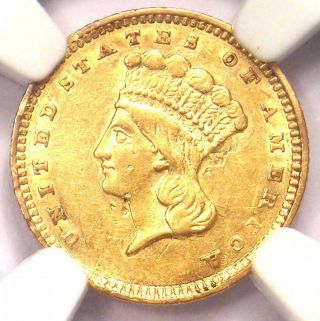 1857 Indian Gold Dollar Coin G$1 - Certified Ngc Au Details - Rare Coin