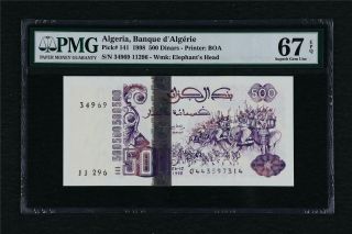 1998 Algeria Banque D Algerie 500 Dinars Pick 141 Pmg 67 Epq Gem Unc