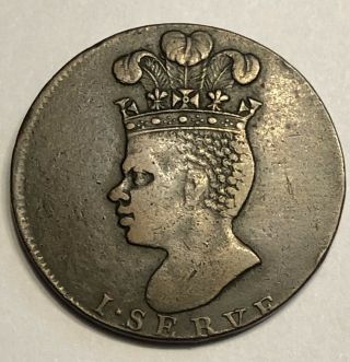 Barbados 1788 Copper Penny I Serve Large Pineapple 32mm 13.  5g Problem