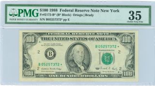 Fr 2172 - B 1988 $100 Scarce York Star Note Pmg Choice Vf 35 Great Star Note