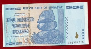 Zimbabwe Reserve Bank Series Of 2008 " 100 Trillion Dollars " Crisp Unicirculated