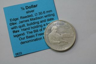 Usa Half Dollar 1993 James Madison Silver Proof B18 Z8456