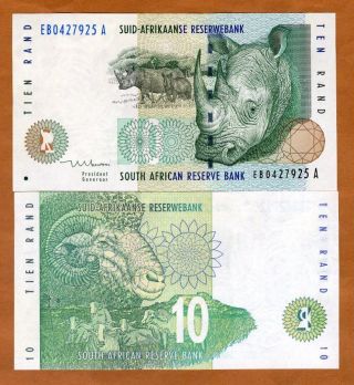 South Africa,  10 Rand,  Nd (1999),  P - 123b,  Unc Rhino Rand