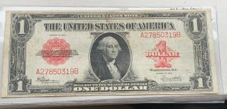 1923 $1.  00 Red Seal Federal Reserve Note - Scarce -