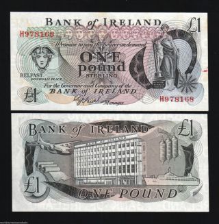 Northern Ireland 1 Pound P65 1980 Boat Unc Mercury Plane Irish Currency Banknote