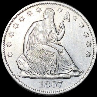1867 - S Seated Half Dollar About Uncirculated High End Liberty Silver San Fran Nr