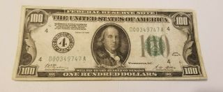 1928 One Hundred Dollar Federal Reserve Note Payable in Gold RARE 3