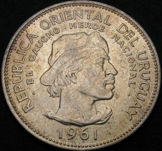 Uruguay 10 Pesos 1961 - Silver - Revolution Against Spain - Xf/aunc - 1819 ¤
