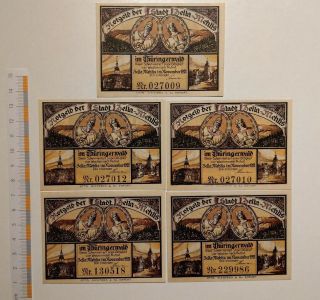 Jb Deutsches Notgeld Zella - Mehlis 10,  25 And 3 X 50 Pfennig,  Complete Series