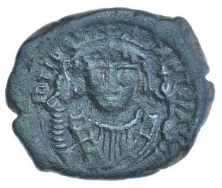 Byzantine Empire Maurice Tiberius Follis,  582 Ad Constantine Coin Gf