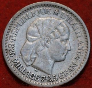 1887 Haiti 10 Centimes Silver Foreign Coin